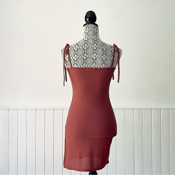 Boohoo Night Skinny Tie Straps Mini Bodycon Dress Size 4 - Picture 8 of 14